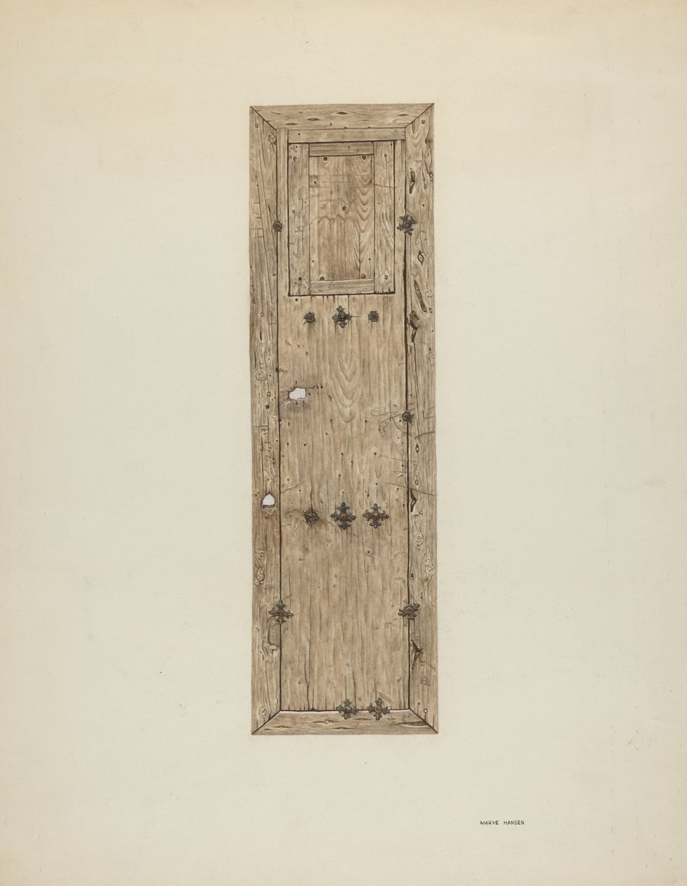 Bakır Çivili Kapı Çift Tek, c. 1939. by Mary Hansen