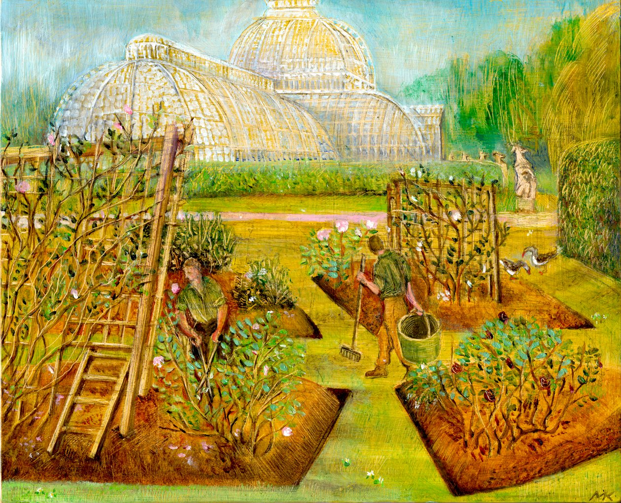 Bahçıvanlar, Kew, 2002 (gemide yağ) by Mary Kuper