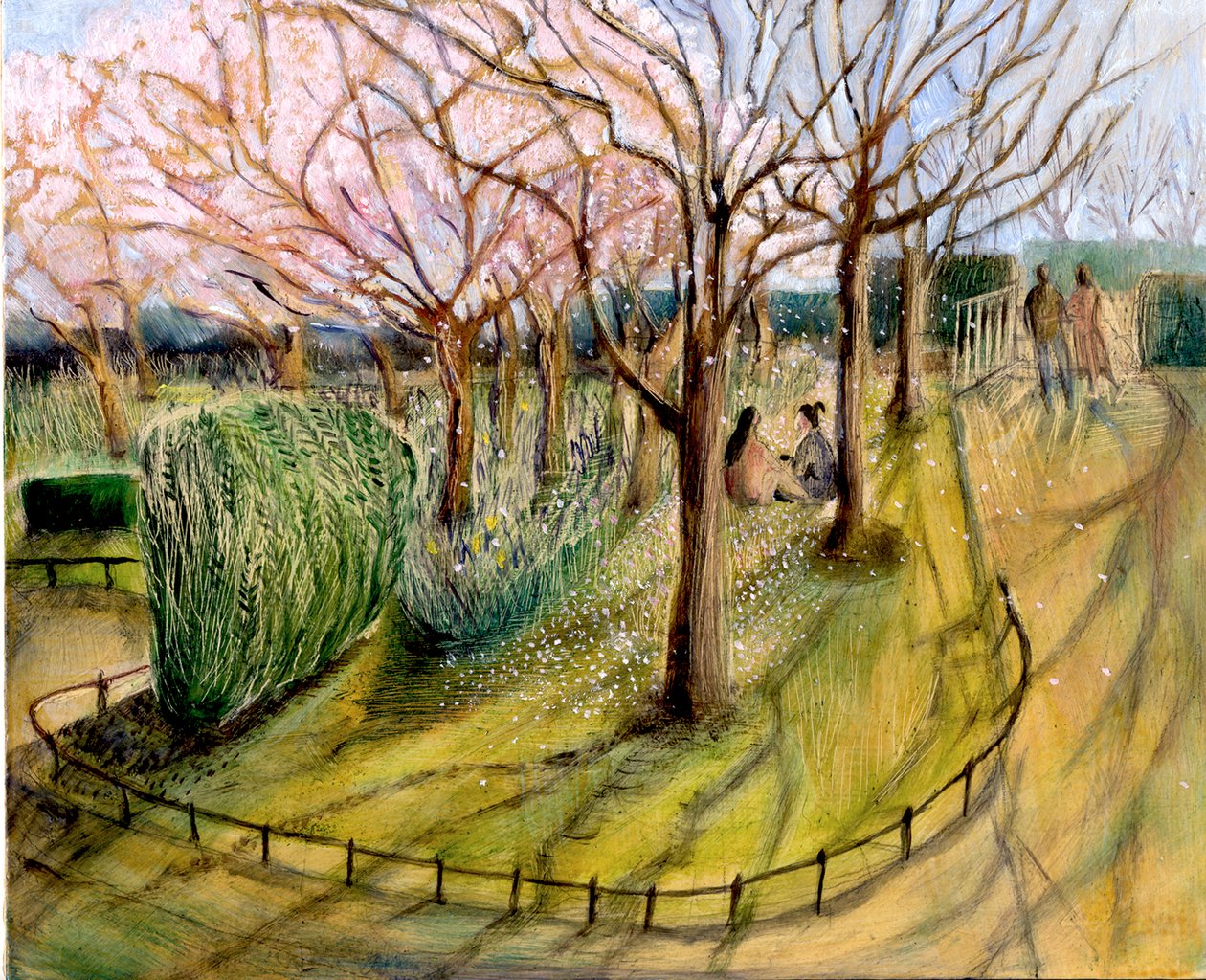 Japon turistler, Regents Park, 2004 (gemide petrol) by Mary Kuper