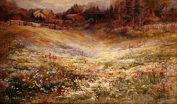 Alplerde Bir Çayır (kağıt üzerine sulu boya) by Mary Stevens