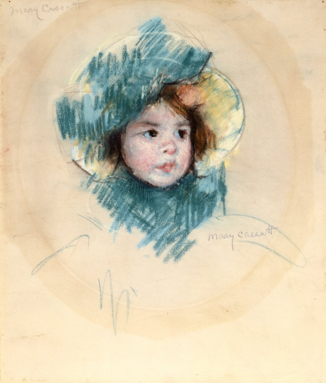Head Of Margot (beyaz kağıt üzerine pastel) by Mary Stevenson Cassatt