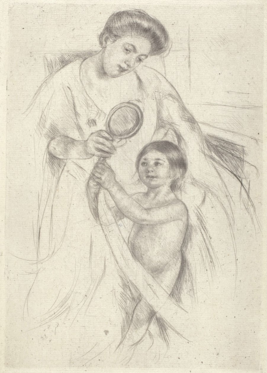 Bir El Aynasına Bakmak #3 (mürekkep) by Mary Stevenson Cassatt