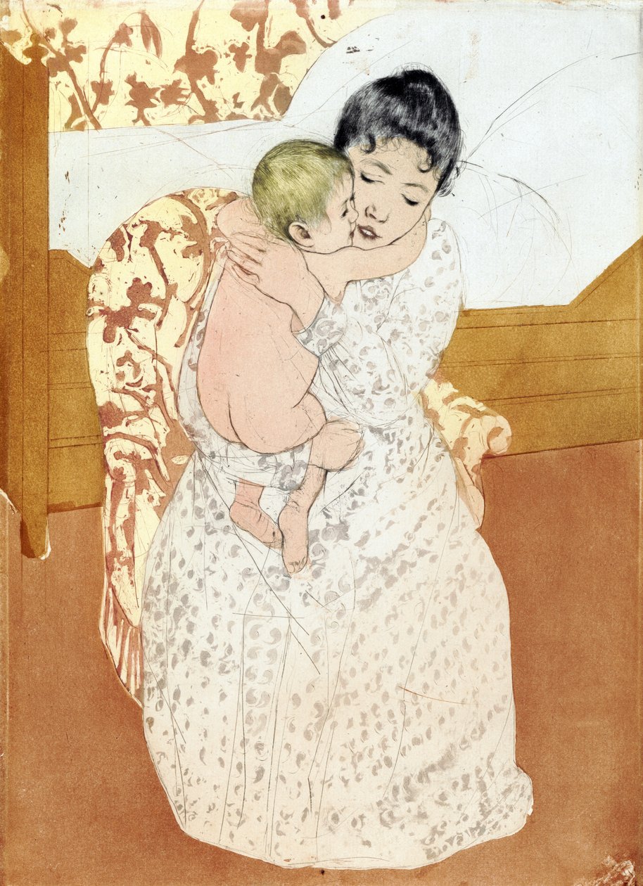 Anne okşaması 1891; Mary Cassatt tarafından by Mary Stevenson Cassatt