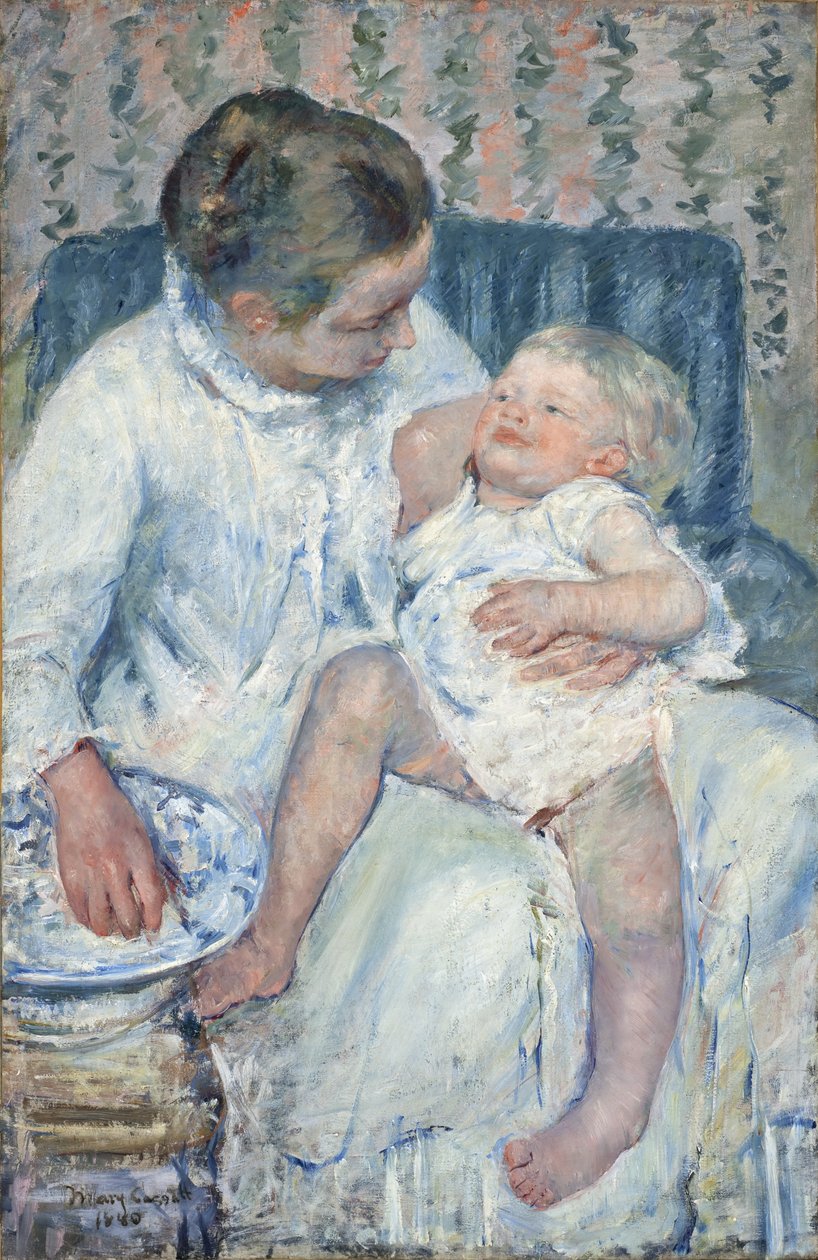 Anne Uyuyan Çocuğunu Yıkamak Üzere by Mary Stevenson Cassatt