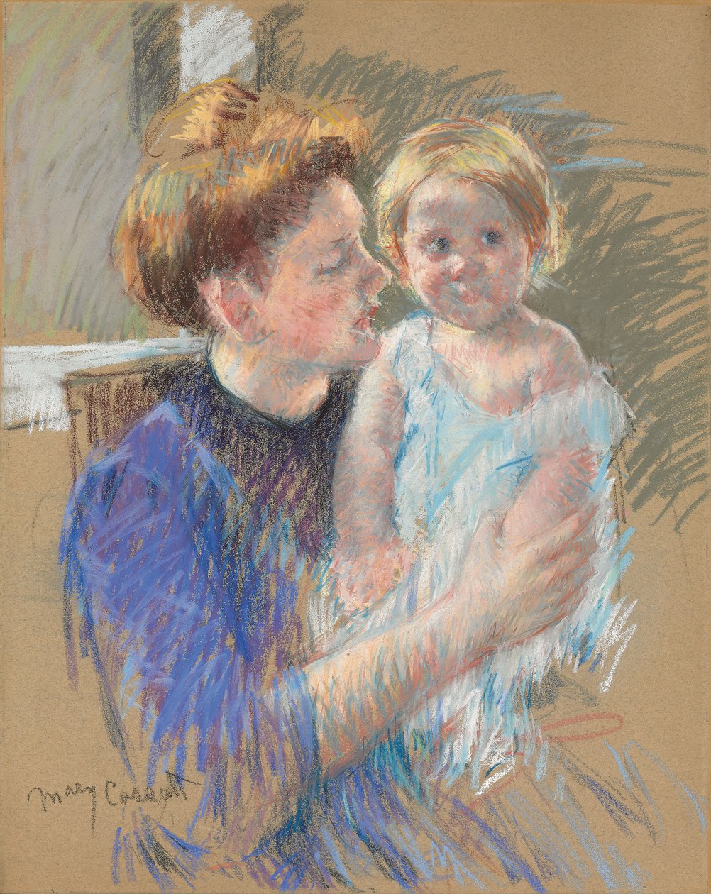 Morlu Anne Çocuğunu Tutuyor, 1914 dolayları by Mary Cassatt