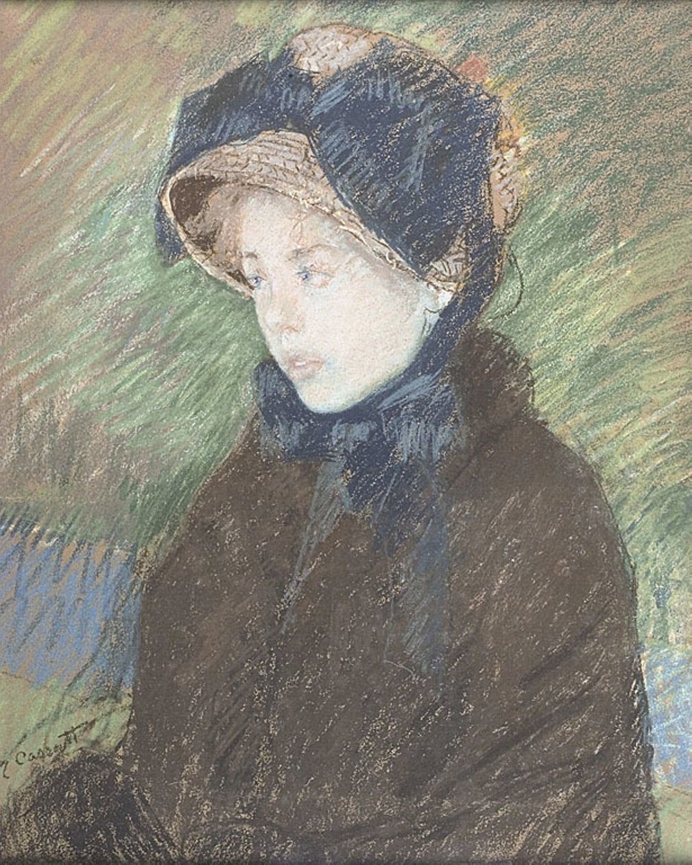 Bir Genç Kızın Portresi, 1880 dolayları (kağıt üzerinde pastel) by Mary Stevenson Cassatt