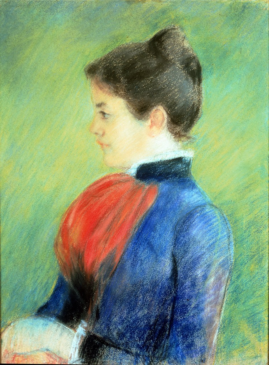 Jabot Giyen Bir Kadının Profili (kağıt üzerinde pastel) by Mary Stevenson Cassatt