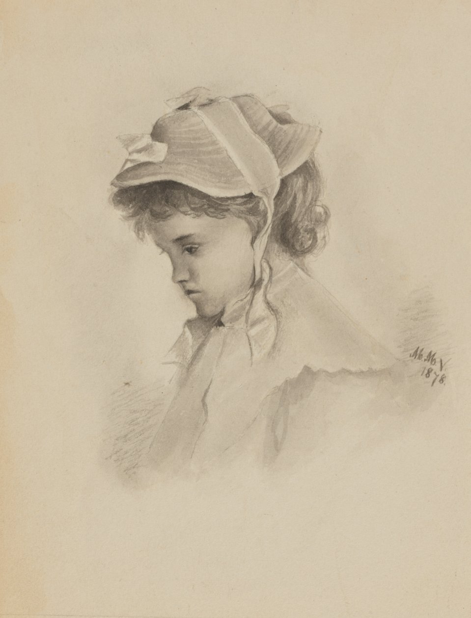 İsimsiz Bir Çocuğun Başı Aşağıya Bakıyor, 1878. by Mary Vaux Walcott