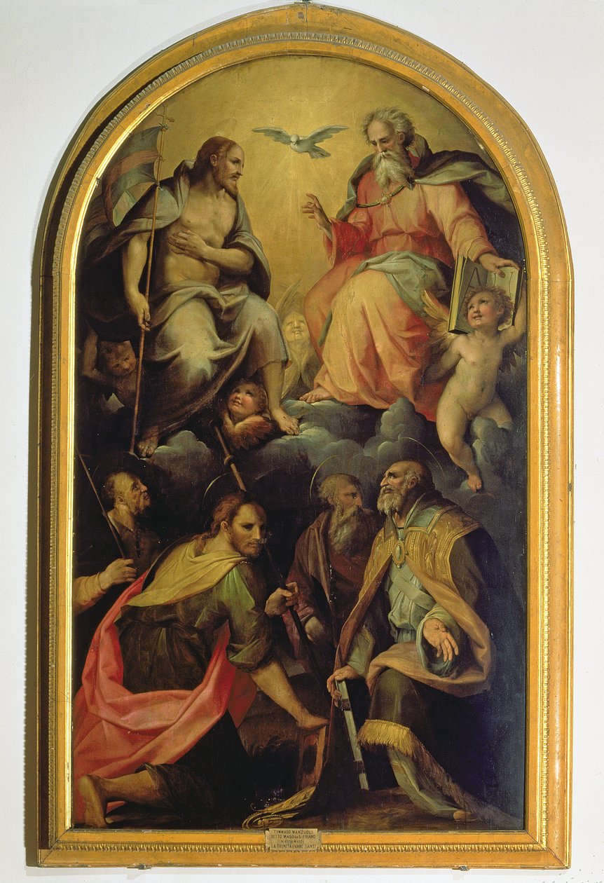 Azizlerle Kutsal Üçlü by Maso da San Friano