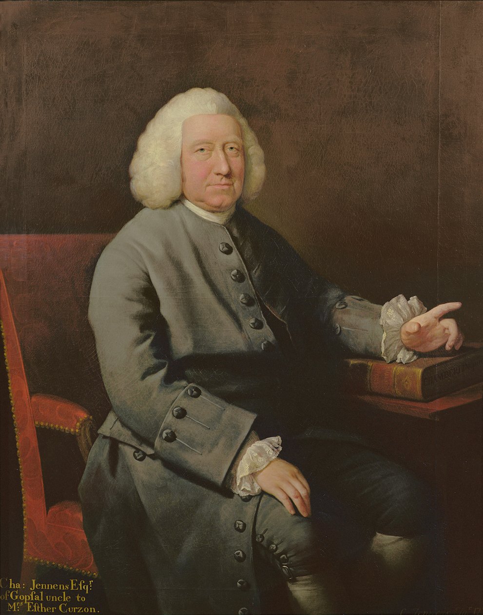 ಚಾರ್ಲ್ಸ್ ಜೆನೆನ್ಸ್‌ನ ಭಾವಚಿತ್ರ (1700-73), ಹ್ಯಾಂಡೆಲ್‌ಟರ್ಕ್‌ನ ಪೋಷಕ ಮತ್ತು ಸ್ನೇಹಿತ by Mason Chamberlin