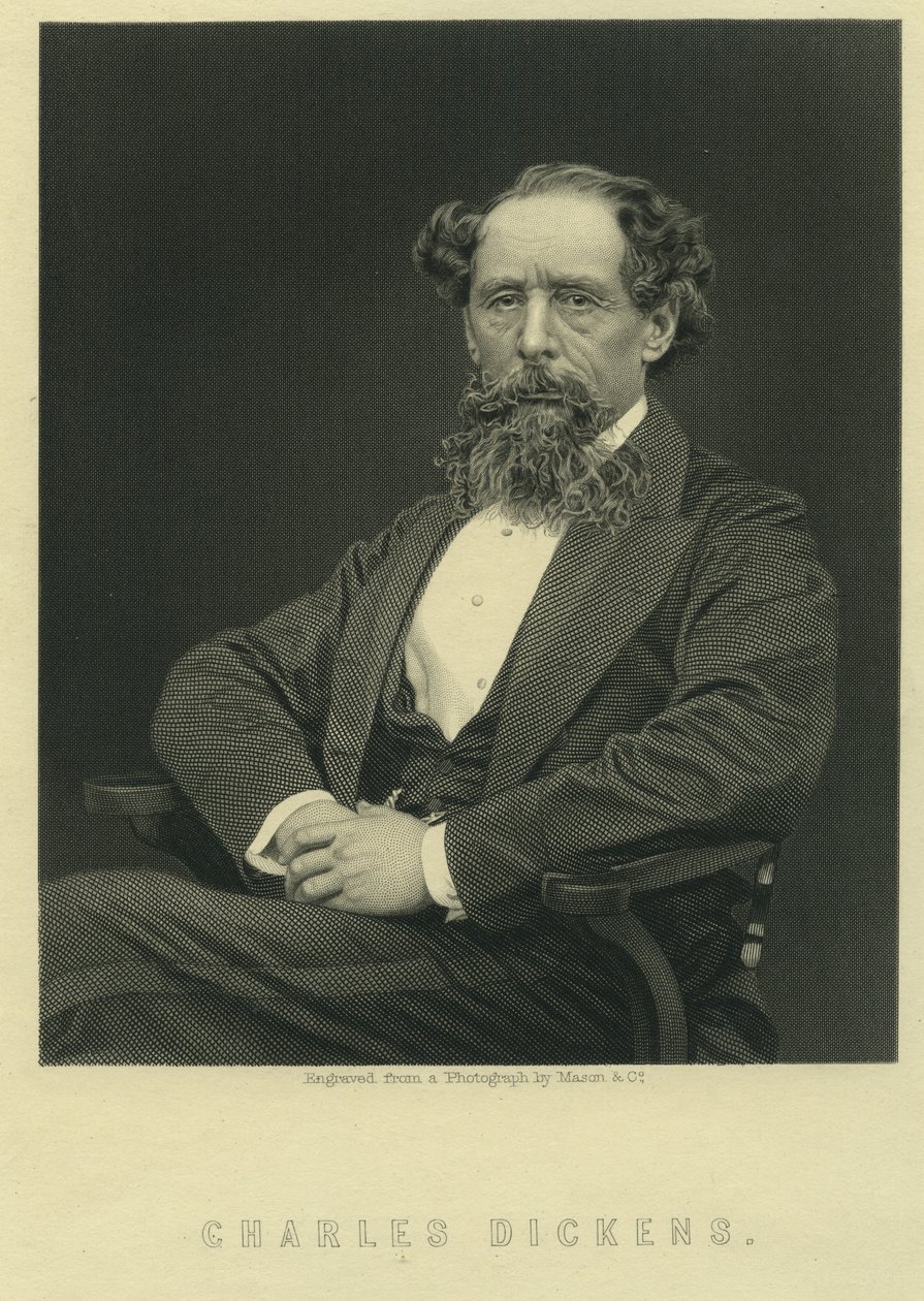Charles Dickens, fotoğraf üstüne portre Herbert Watkins (d.1828) by Mason and Co.
