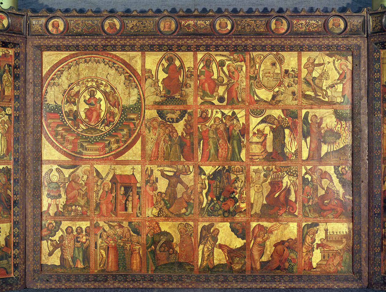 Kıyametin 48 Sahneli Altarpiece, c.1400 (tuvale aktarılmış panelde tempera ve yaldız) by Master Bertram of Minden