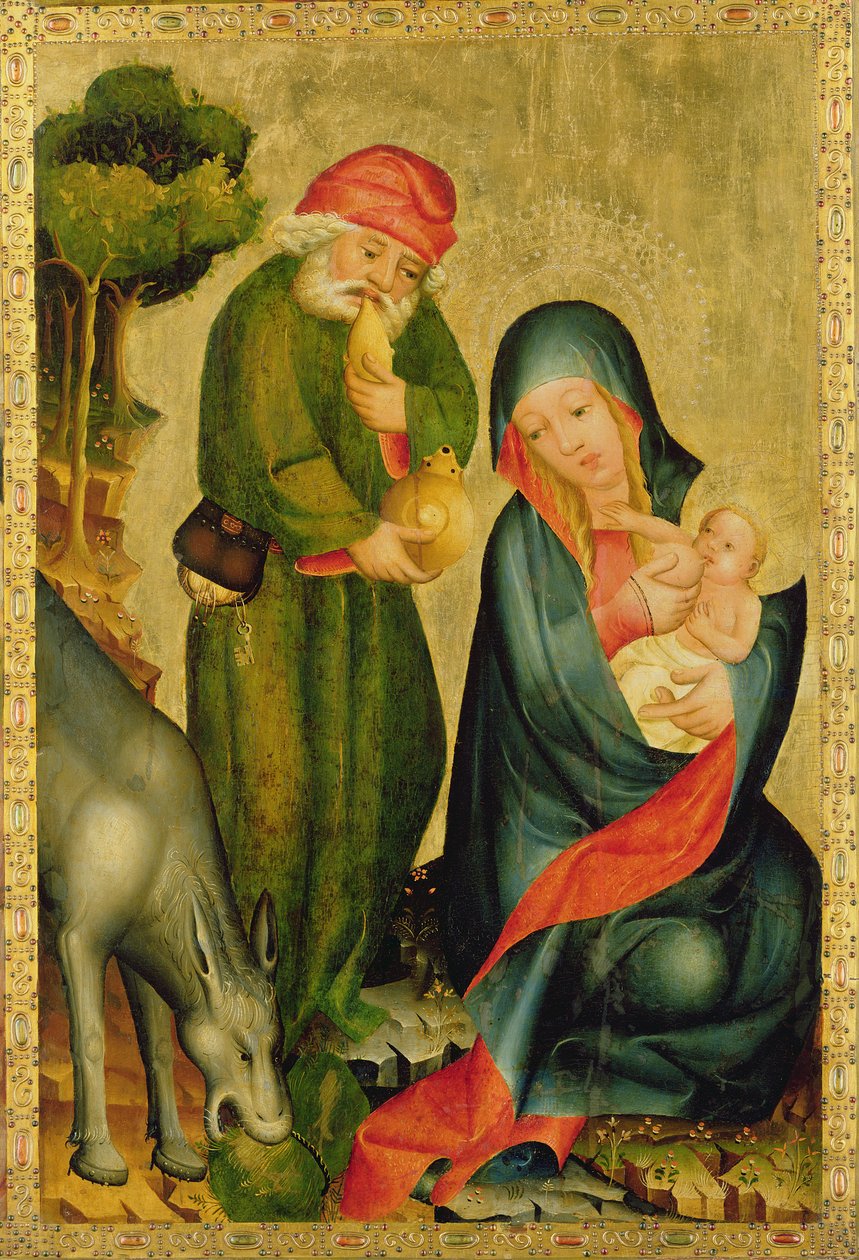 Rest on the Flight to Egypt, detail from the Grabow Altarpiece, 1379-83 (tempera on panel) by Master Bertram of Minden