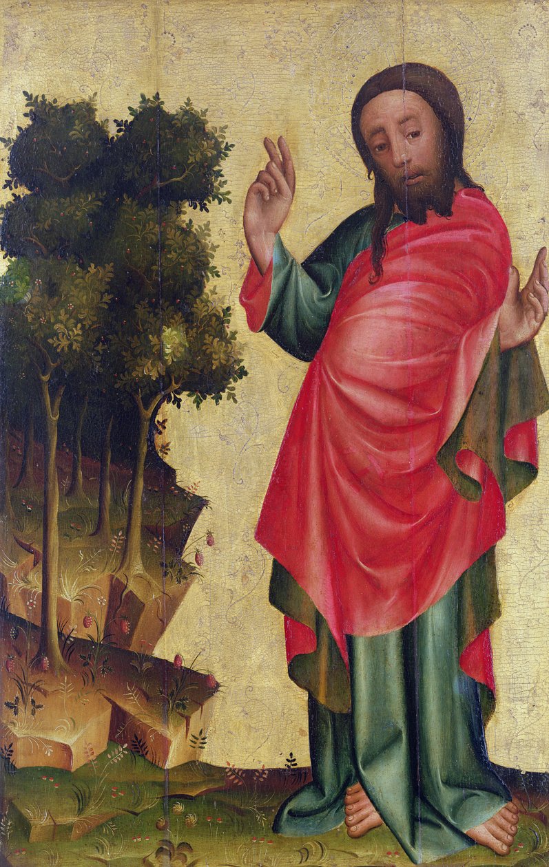 The Creation of dry land and vegetation, detail from The Grabow Altarpiece, 1379-83 (tempera on panel) by Master Bertram of Minden
