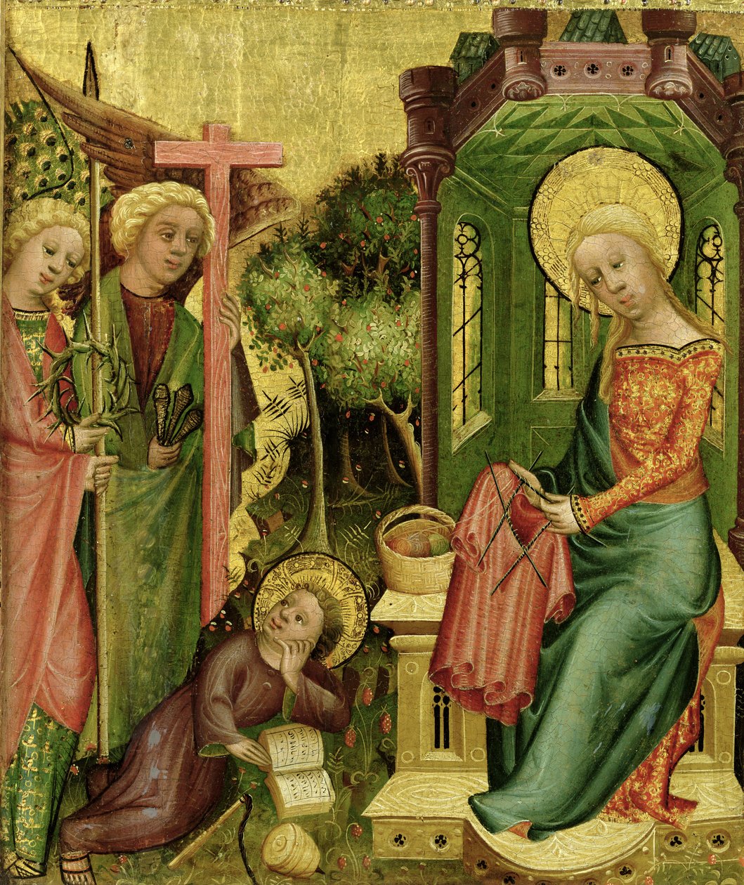 Buxtehude Sunağının sağ kanadından Meleğin Ziyareti, 1400-10 (panelde sıcaklık) by Master Bertram of Minden