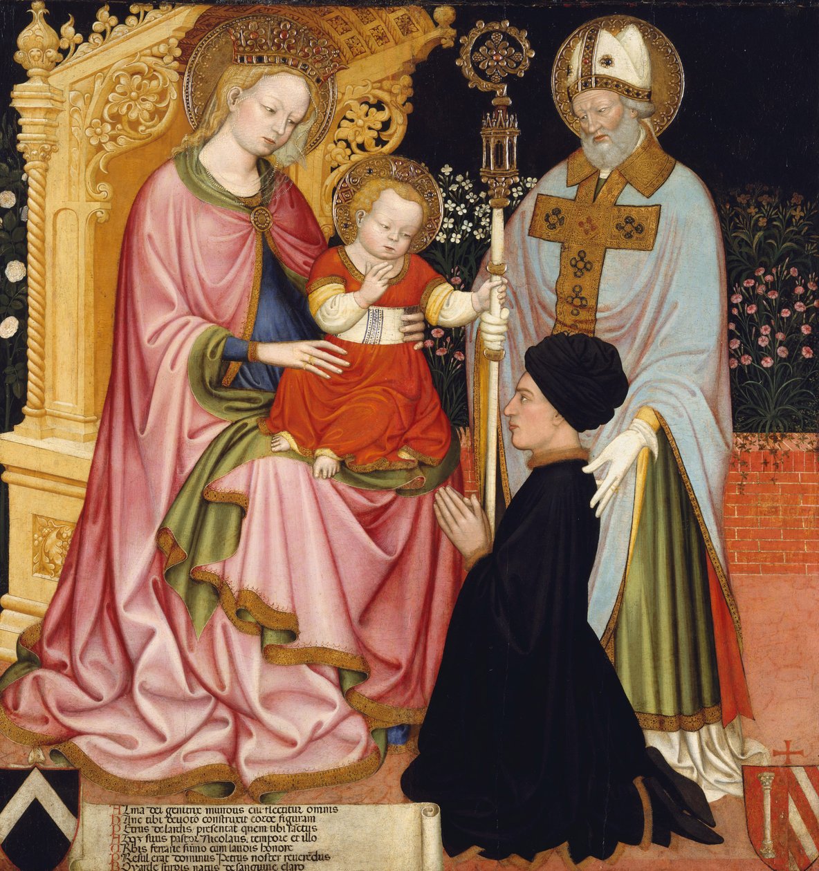 Donörle Madonna ve Çocuk, Pietro de Lardi, Sunan Aziz Nikolaos, c.1420-30 (ahşap üzerine tempera ve altın) by Master GZ Master GZ