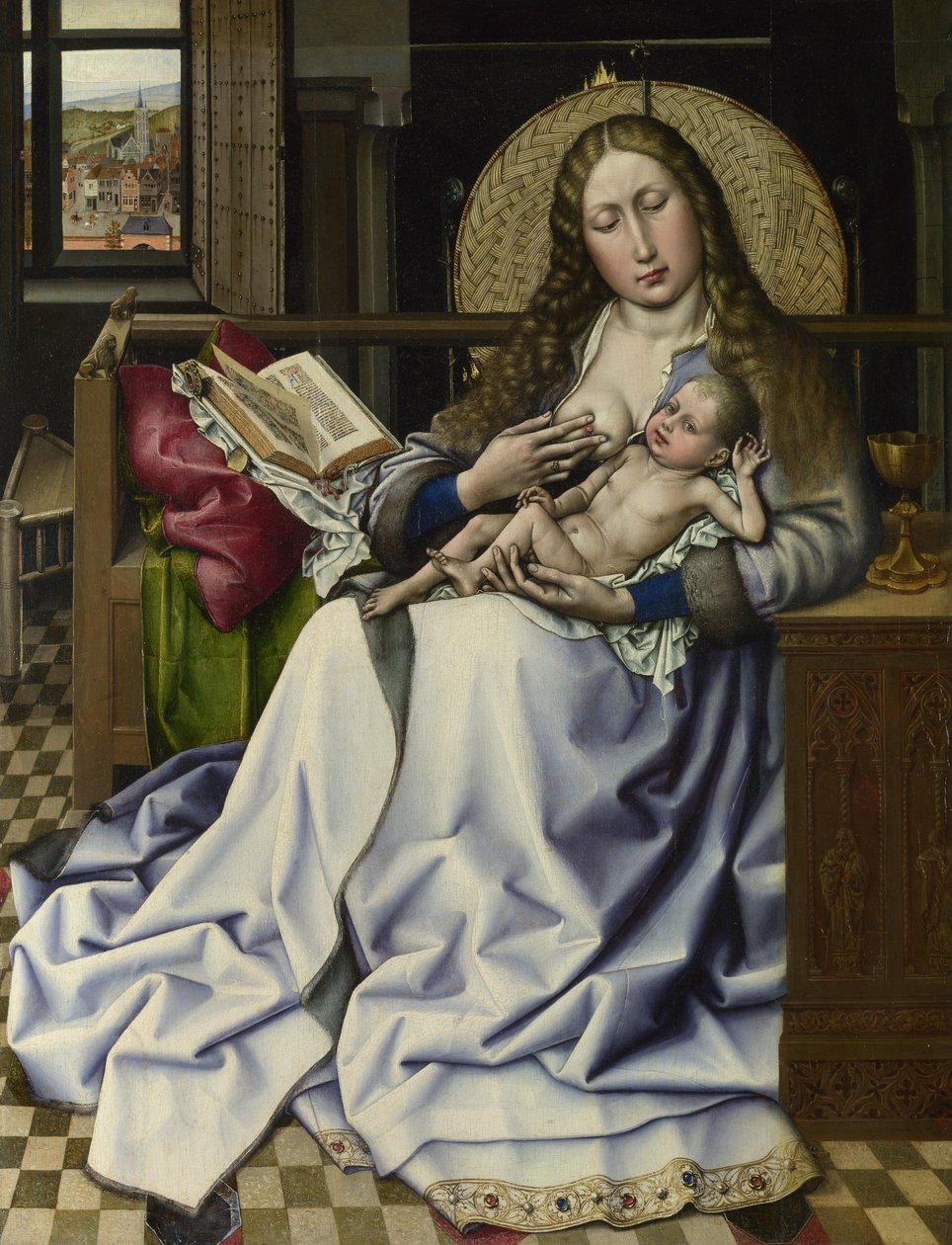 Ateş Perdesinden Önce Bakire ve Çocuk, c.1440 (panelde yağ ve yumurta sıcaklığı) by Master of Flémalle