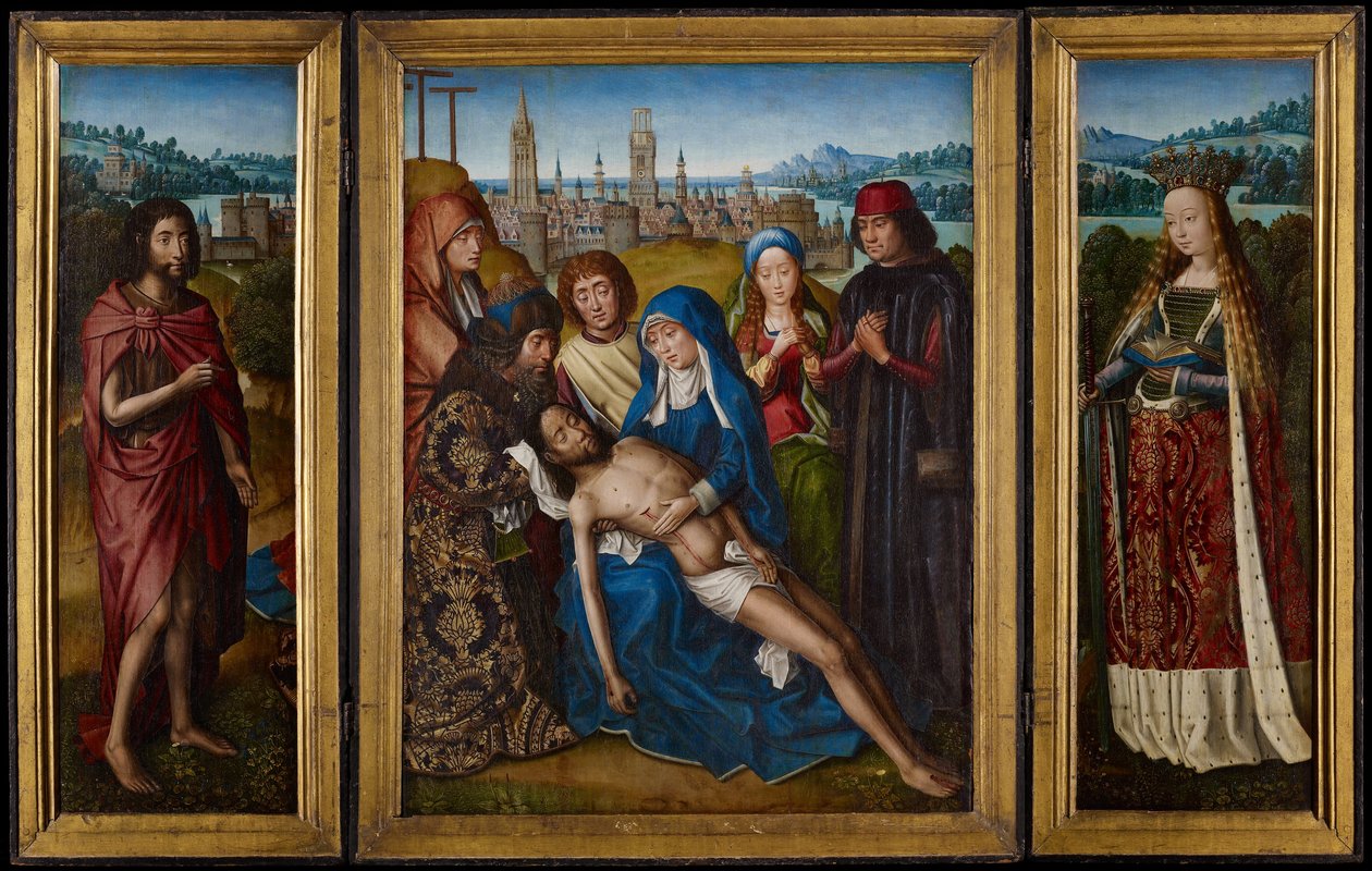 Vaftizci Yahya ve İskenderiyeli Aziz Catherine ile ağıt by Master of Legend of Saint the Lucy