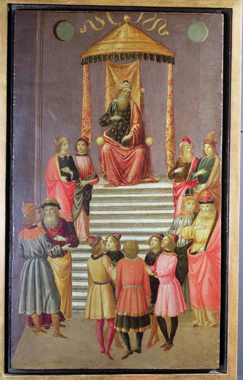 Nebukadnetsar Daniel ve Arkadaşlarını sorguluyor (panelde öfke) by Master of Marradi