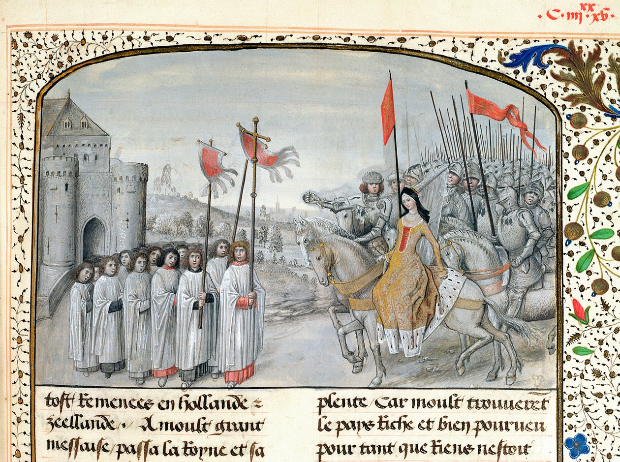 Bayan 659 f.195. Fransa Kraliçesi Isabella (1292-1358) ve oğlu Edward III (1312-77) Oxford