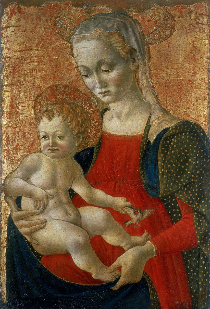 Çocuklu Madonna, c.1440-1460 (ahşap üzerine tempera) by Master of Pratovecchio attr.to Master of Pratovecchio attr.to