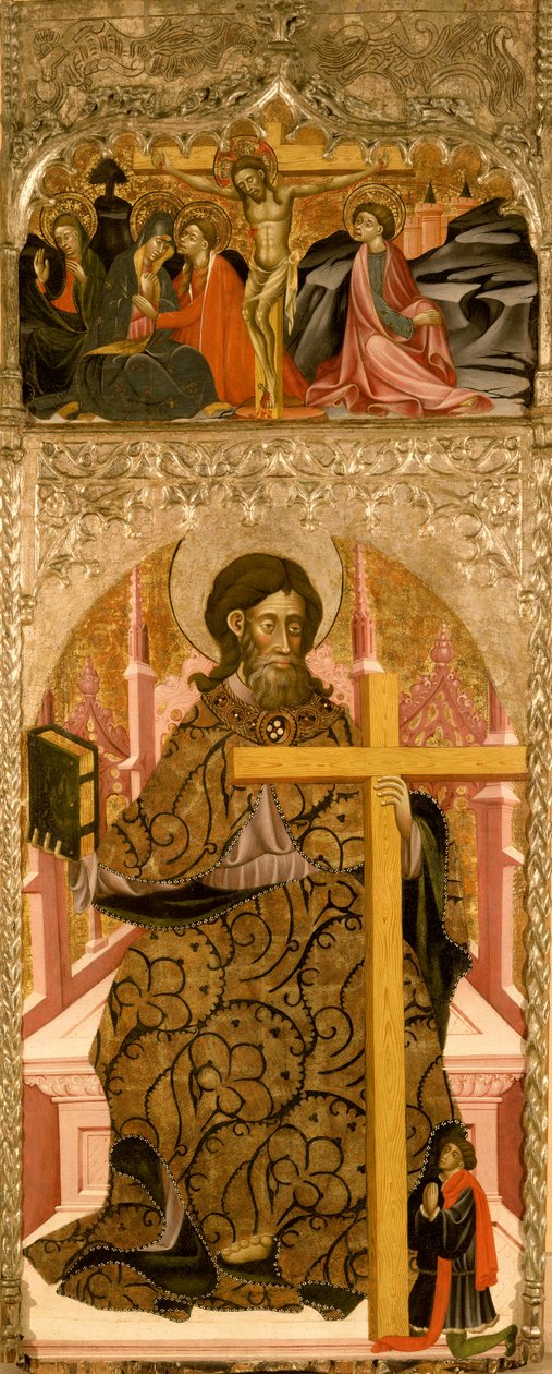 St. Philip ve çarmıha gerilmiş bir donör (panelde yağ ve tempera) by Master of Retascón