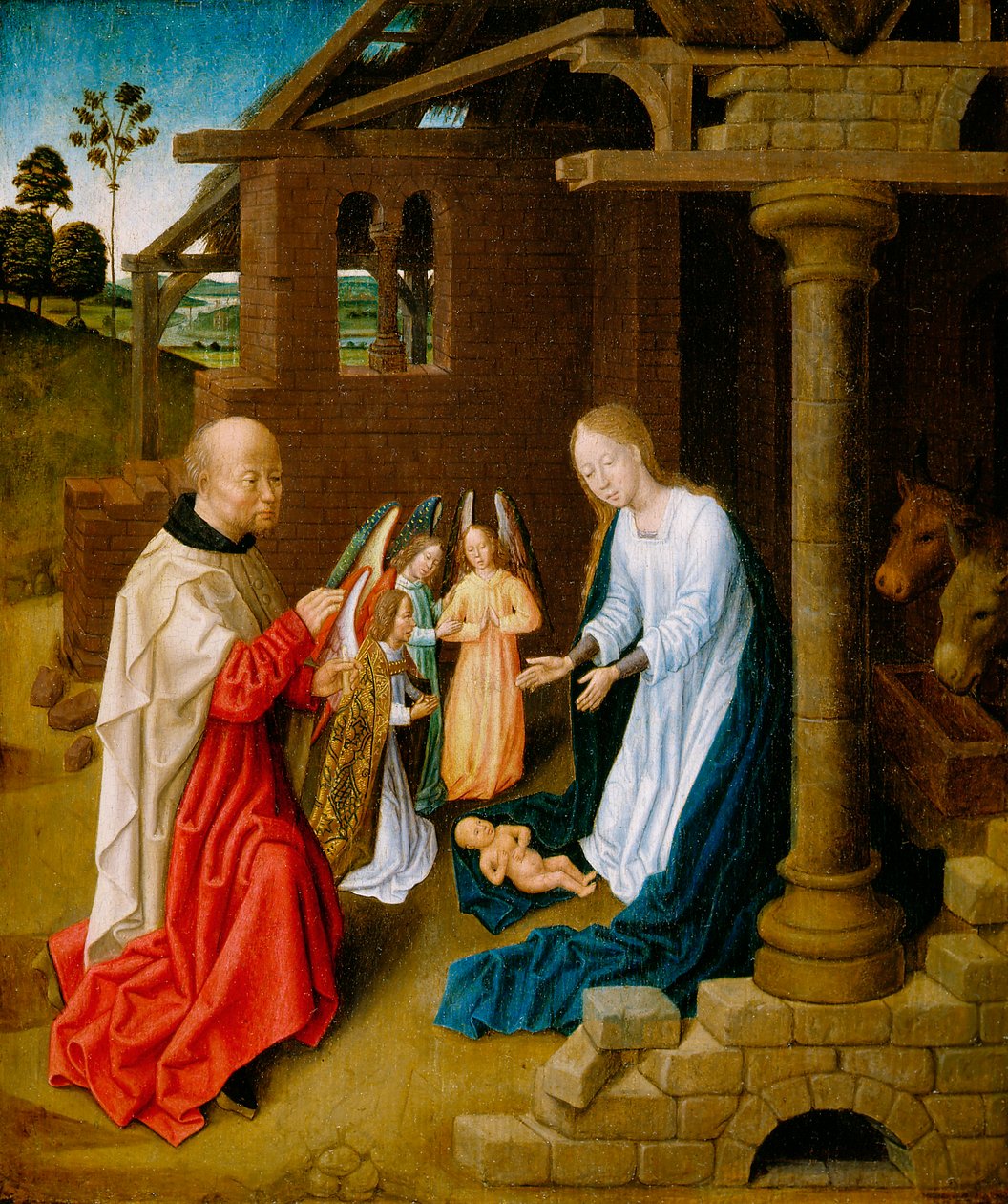 İsa Çocuğunun Tapınması (meşe panel üzerinde yağ) by Master of San Ildefonso