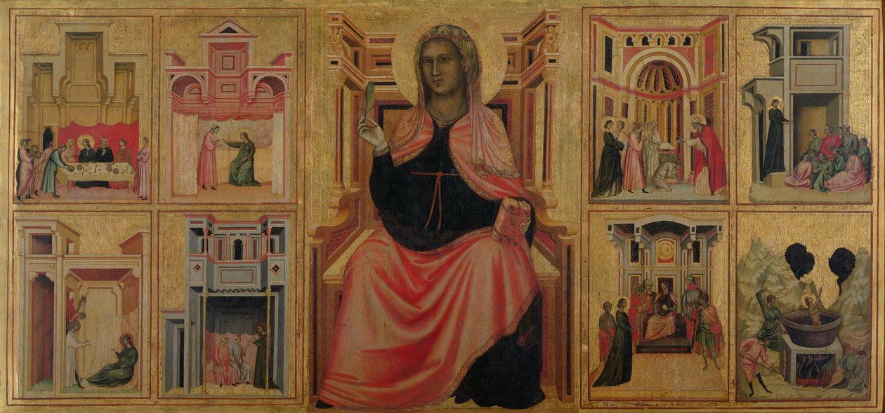 Aziz Cecilia ve Hayatından Sahneler, c.1304 (panelde mizaç) by Master of St. Cecilia