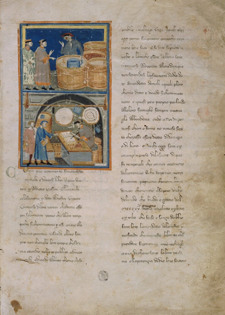 Pazarda ve Dükkanında Bir Zeytin Tüccarı by Master of the Biadaiolo Codex Master of the Biadaiolo Codex
