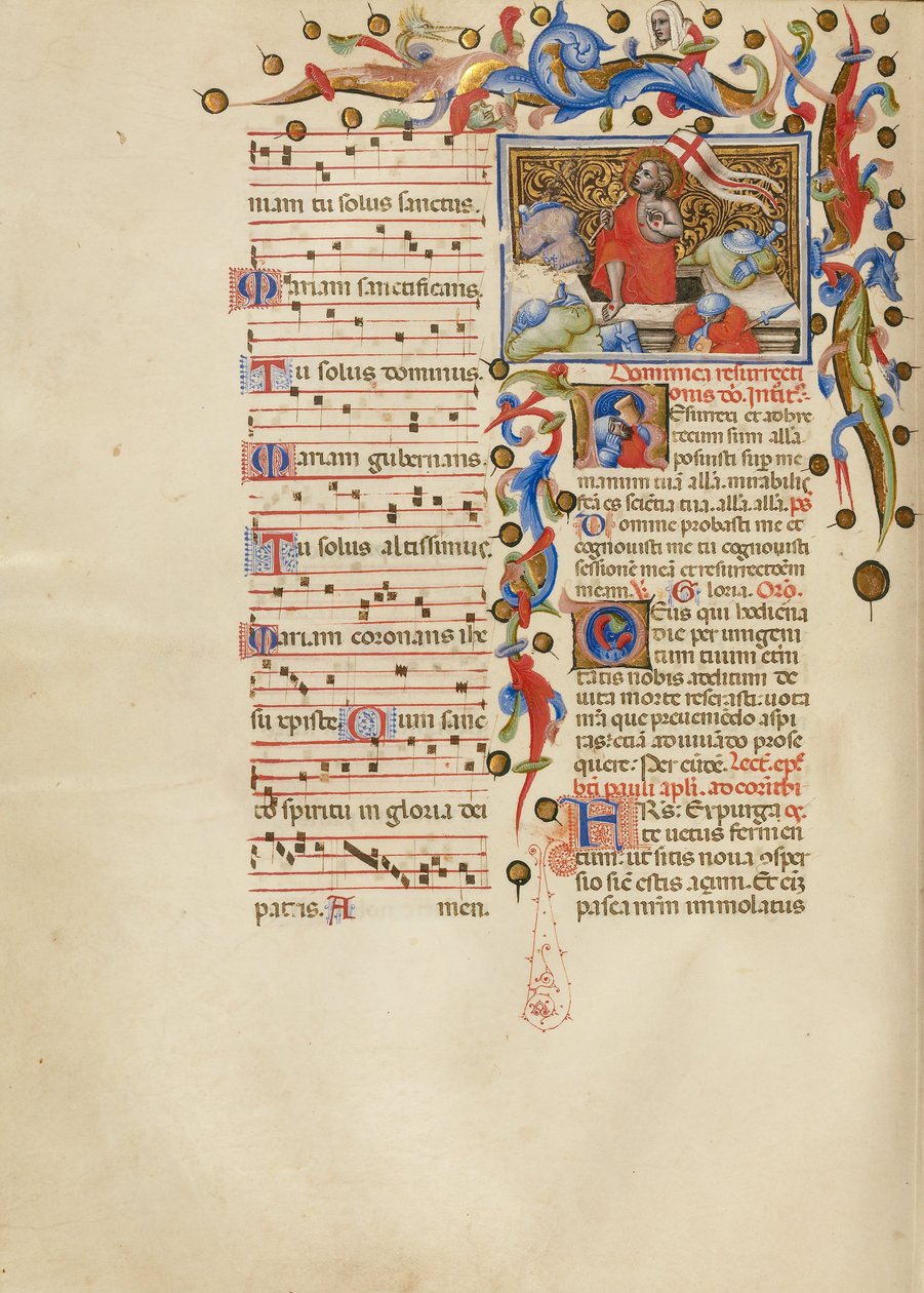 Diriliş; İlk R: Uyuyan Bir Asker by Master of the Brussels Initials