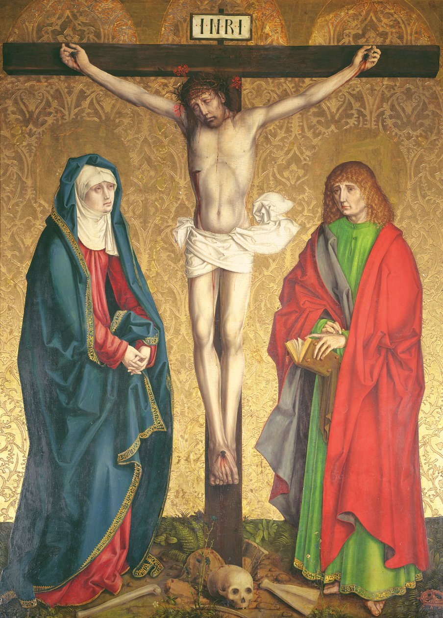 Çarmıha germe, yüksek sunaktaki retableden orta panel, 1430 by Master of the Carnation
