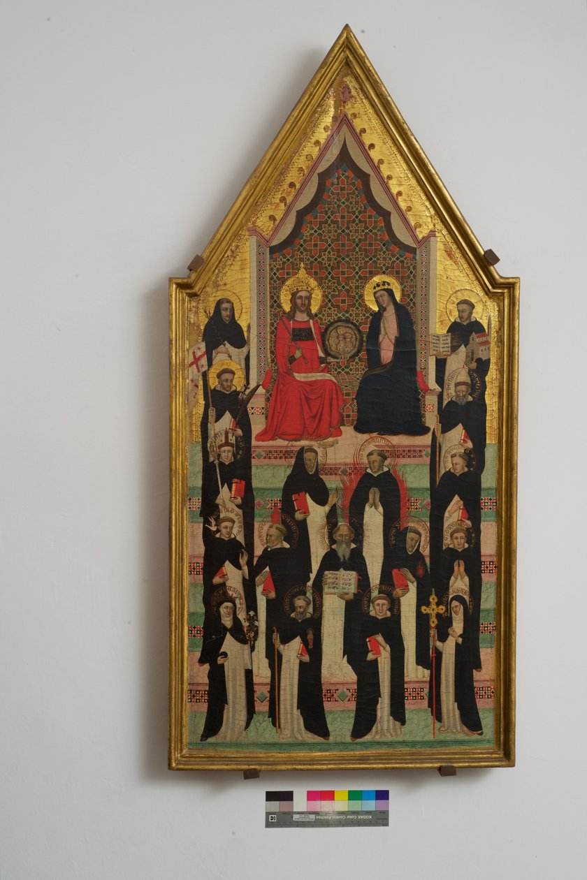 Bakire, İsa ve 17 Aziz (panelde mizaç) by Master of the Dominican Effigies