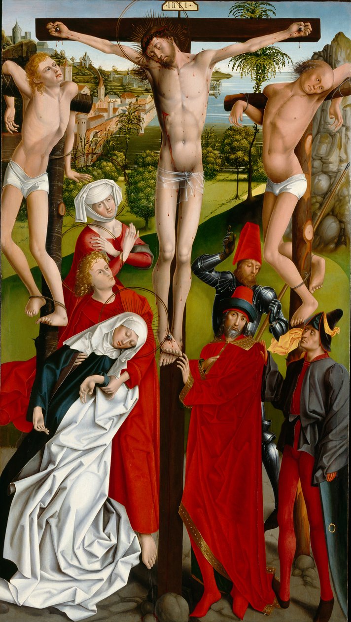 Çarmıha Gerilme, c.1470 (ahşap panel üzerine yağlı boya) by Master of the Freising Visitation