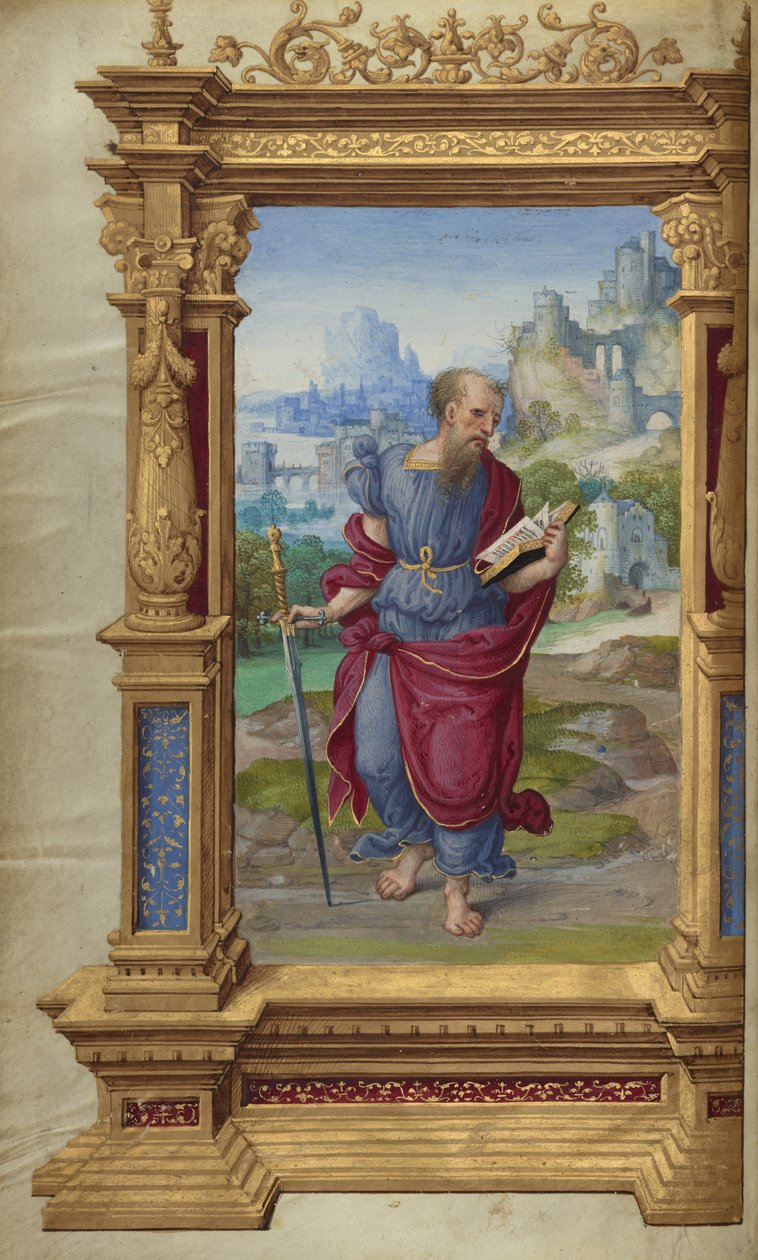 Getty Mektuplarından Aziz Paul, c.1528-30 (parşömen üzerine tempera renkleri ve altın boya) by Master of the Getty Epistles