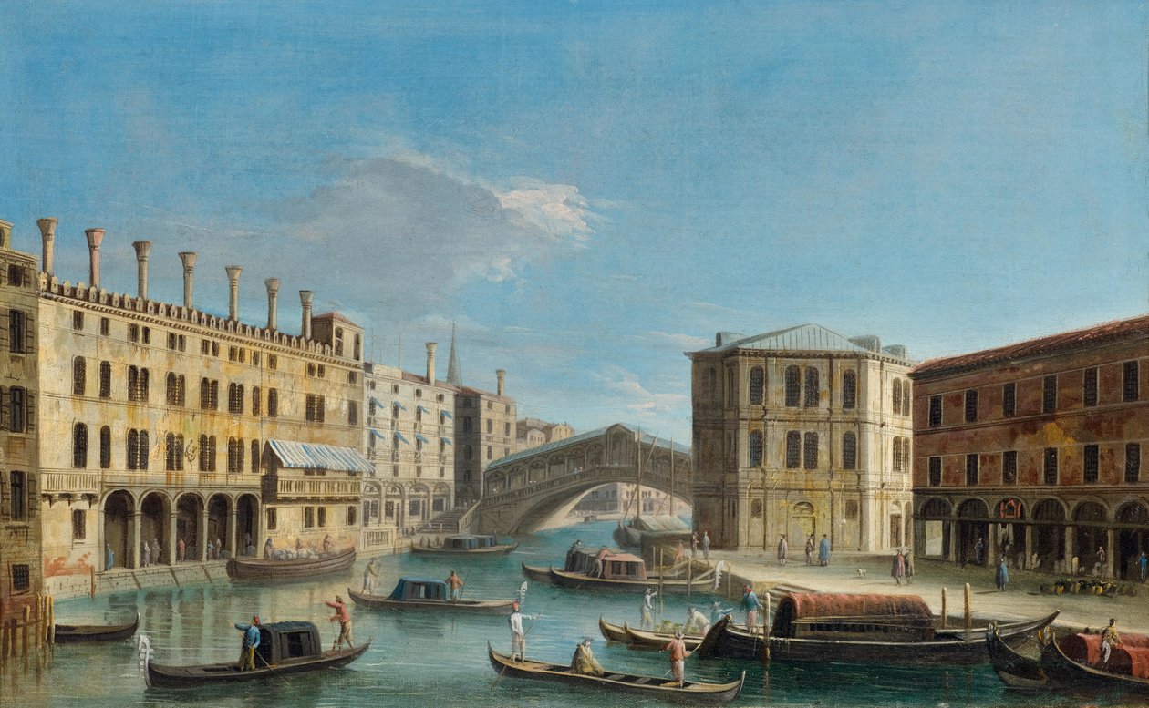 Rialto Köprüsü manzaralı Büyük Kanal by Master of the Langmatt Foundation Views