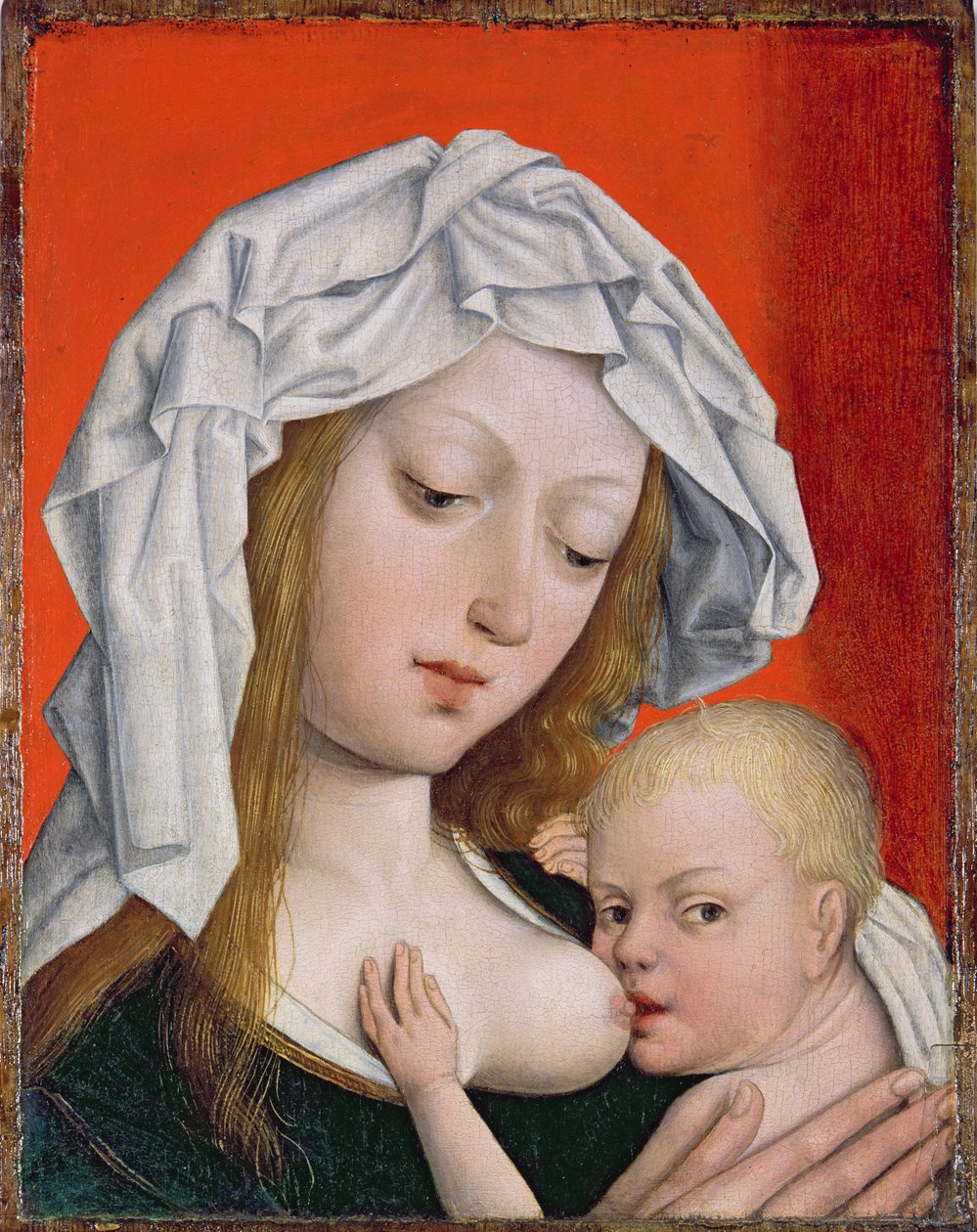 Madonna İsa Çocuğu Emziriyor, 15. yüzyılın sonları (ahşap üzerine tempera) by Master of the Legend of the Magdalen