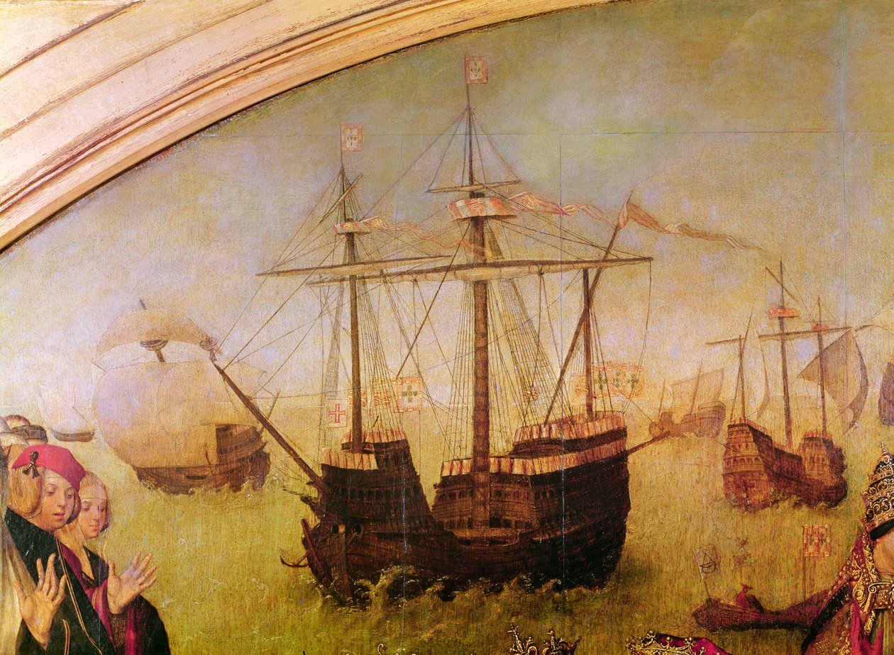 St. Auta Altapice, orta panelden bir kalyonun detayı, c.1520 by Master of the St. Auta Altarpiece
