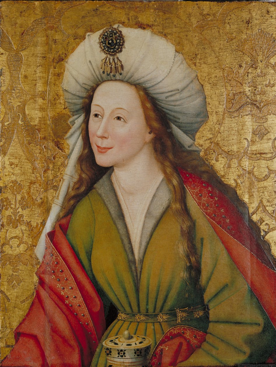 Mecdelli Meryem, c.1450 (keten üzerine yağ, panoya yapıştırılmış) by Master of the Sterzing Altarpiece