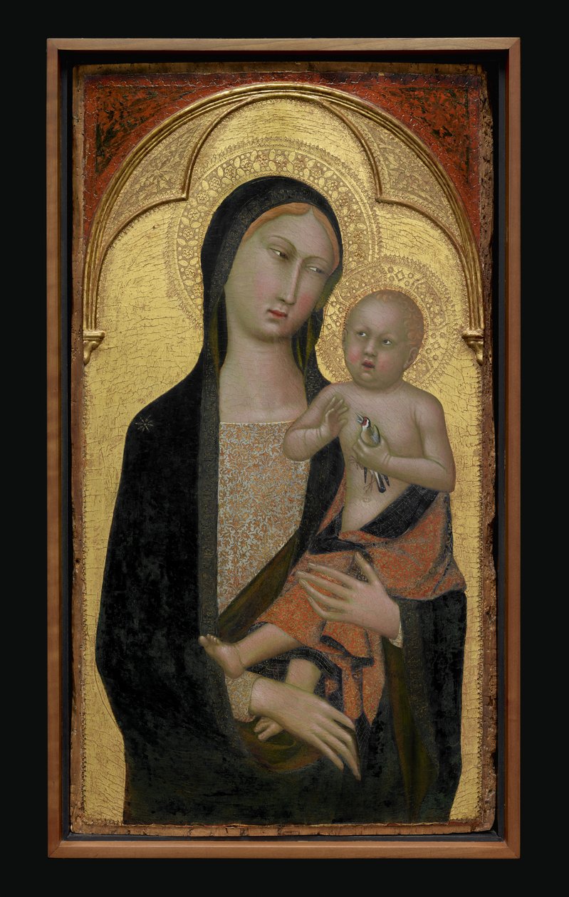 Bakire ve Çocuk, c.1340-50 (ahşap üzerine tempera ve altın varak) by Master of the Straus Madonna