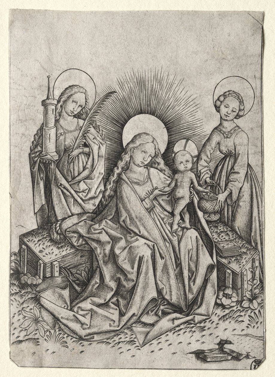 Madonna ve Çocuk, St. Barbara ve St. Arasında Bir Bahçede. Dorothy by Master ES