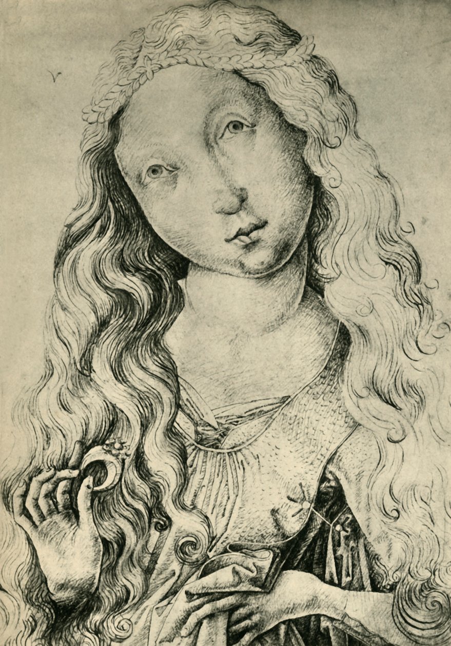Yüzüklü bir kadının portresi, St Catherine, 1450-1470, 1943. by Master ES