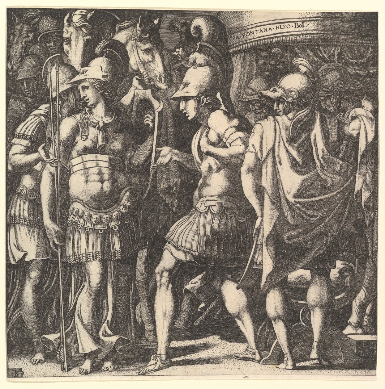 Alexander, Thalestris ve Amazonları karşılarken, 16. yüzyılın ortalarında. by Master FG