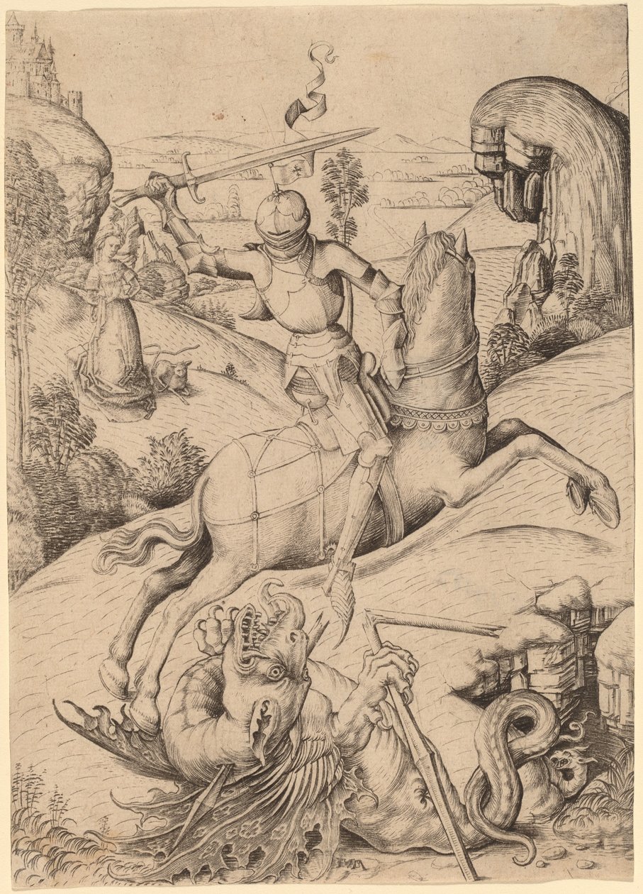 Aziz George ve Ejderha by Master FVB and Israhel van Meckenem
