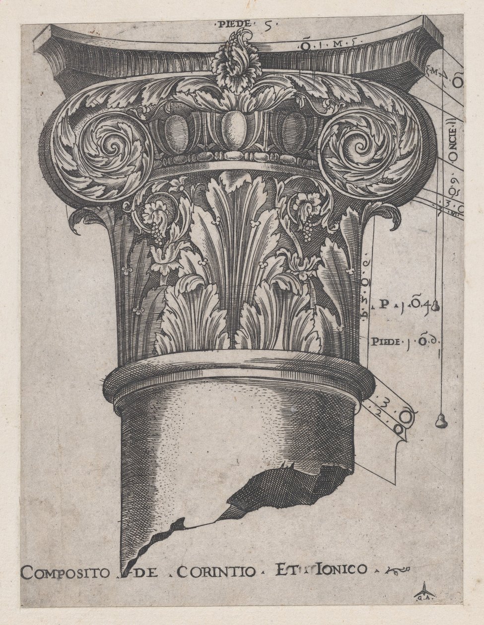 Görkemli Roma Aynası: Korint ve İyonik Bileşik, ca. 1537., yaklaşık 1537 by Master GA
