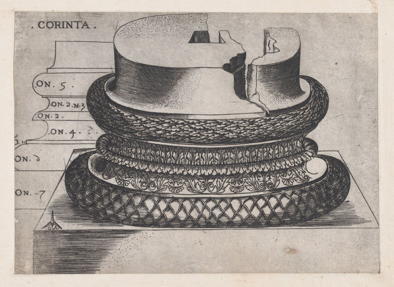 Roma Görkeminin Aynası: Lateran Vaftizhanesinden Korint kaidesi, Roma, ca..., ca. 1537 by Master GA