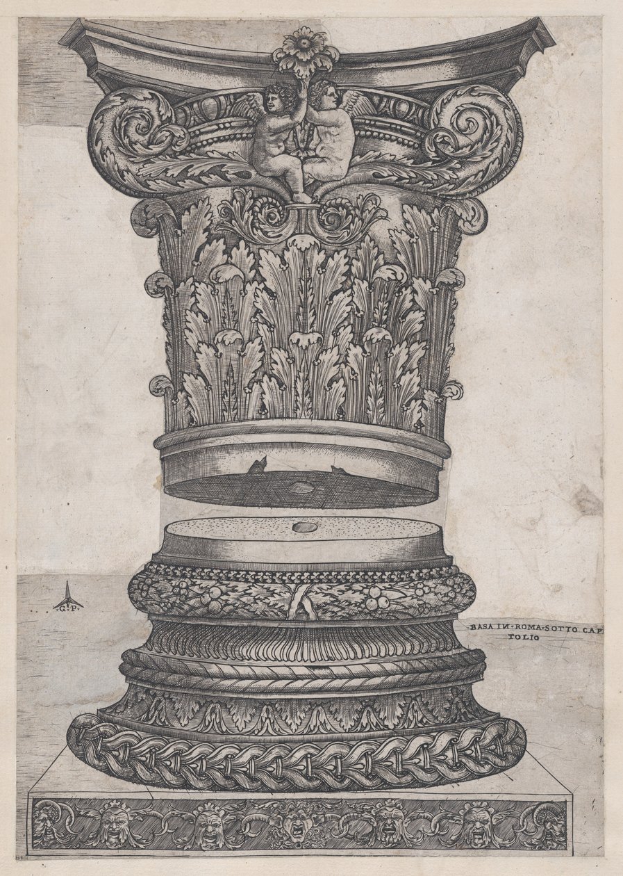 Roma görkeminin aynası: Süslü başlık ve kaide, yakl. 1537., yaklaşık 1537 by Master GA