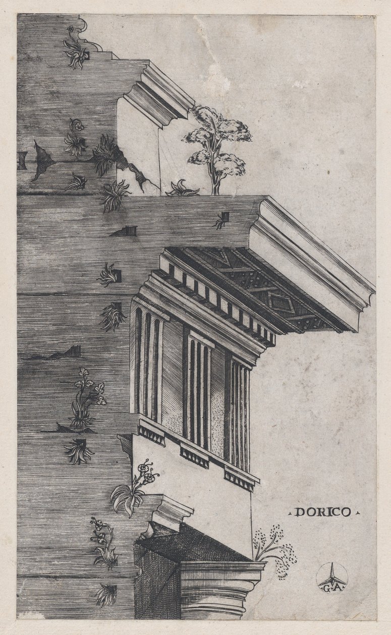 Görkemli Roma Aynası: Dor düzeni, yaklaşık. 1537., yaklaşık 1537 by Master GA
