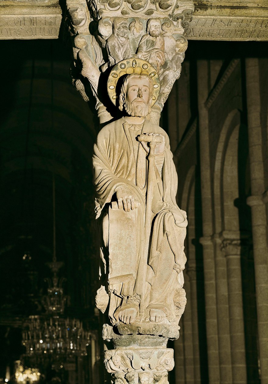 Aziz James, Pórtico de la Gloria, Cathedrale Santiago de Compostela figürlü Mullion by Master Mateo