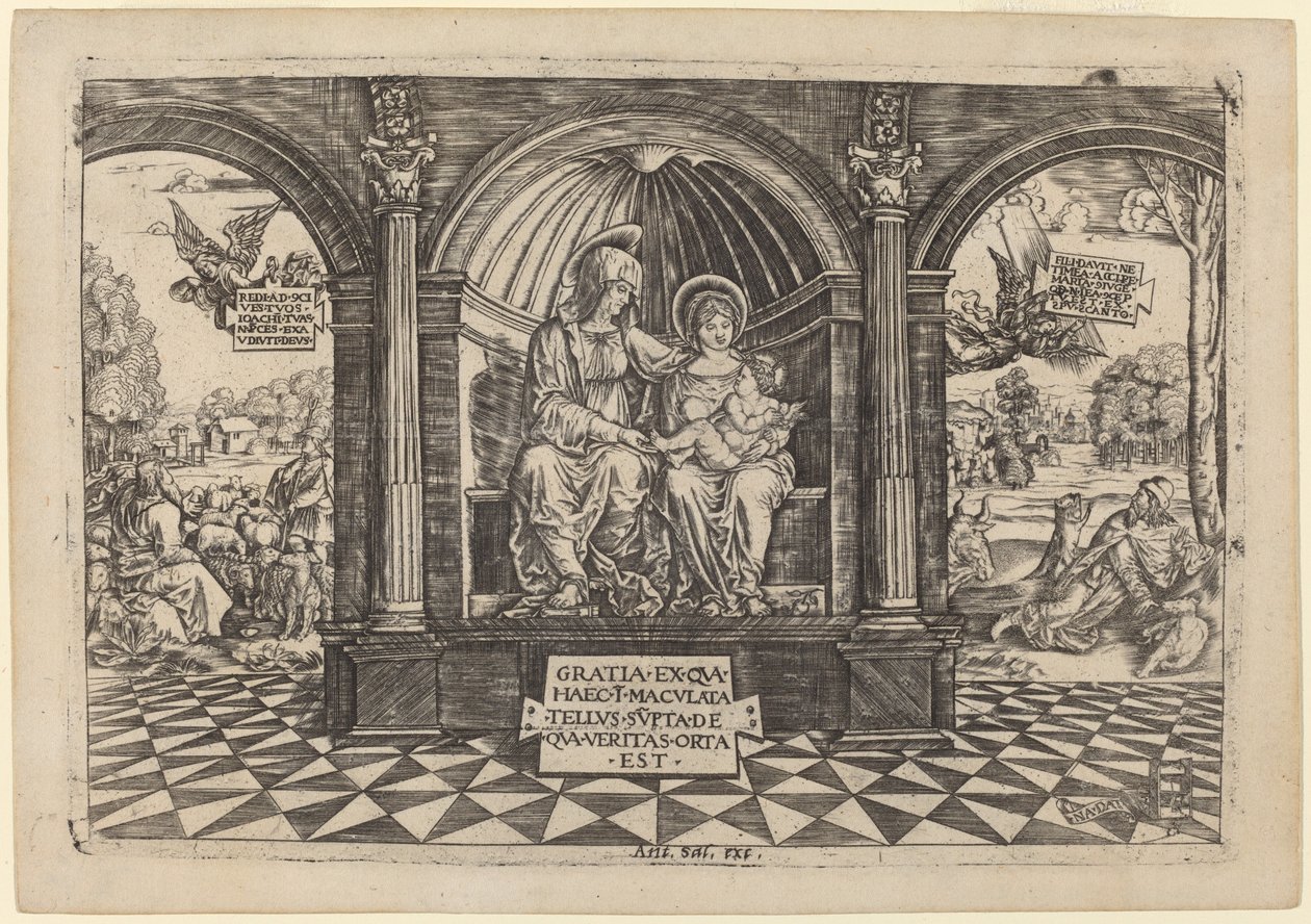 Bakire ve Çocuk Aziz Anne ile Enthroned by Master NA.DAT with the Mousetrap