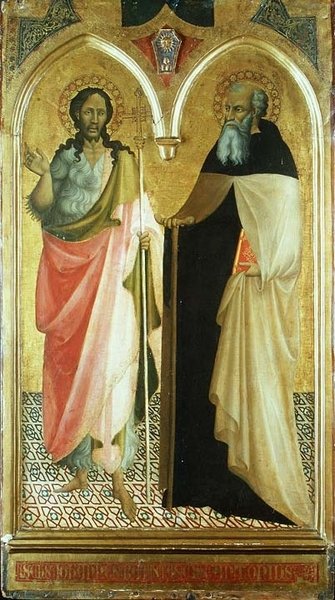 Vaftizci Yahya ve Aziz Anthony Abbot (altın zemin paneli) by Master of 1419